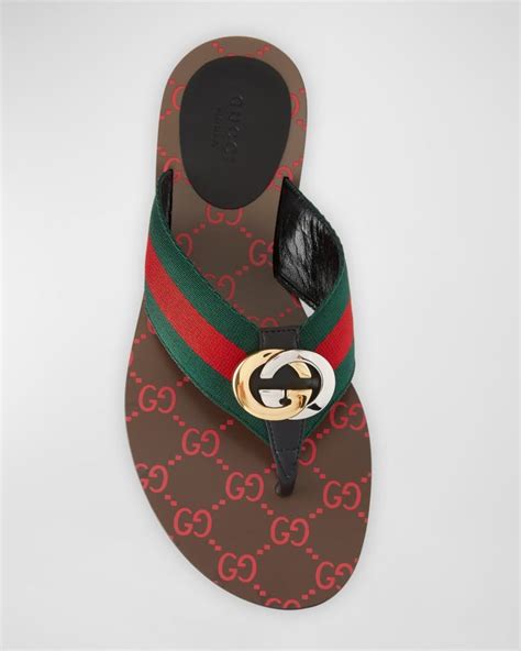 Gucci Kika Web Thong Sandals 